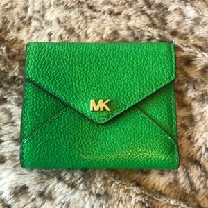 Michael Kors Pebbled Leather Envelope Wallet Green